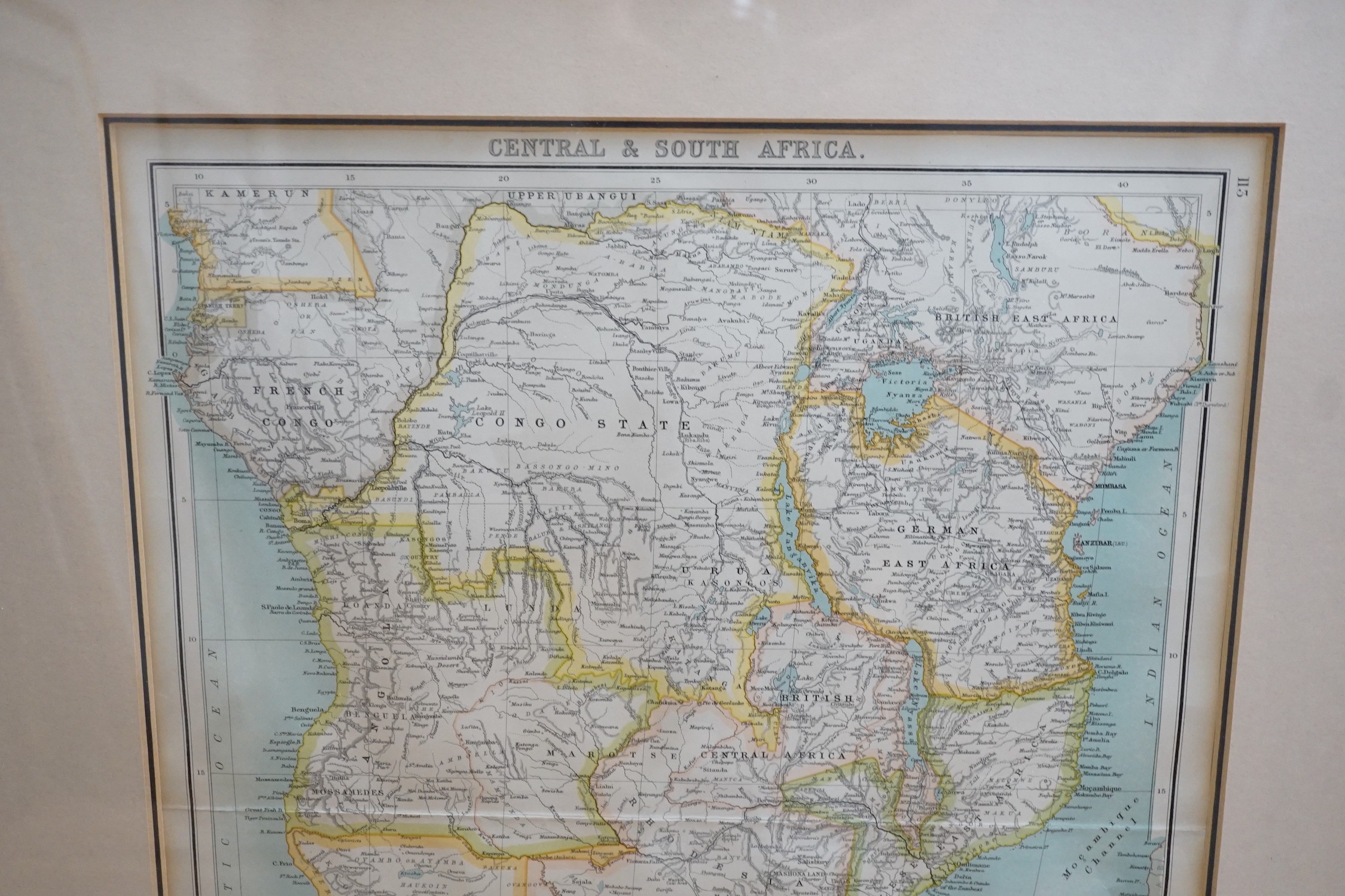 John Bartholomew / The XXth Citizens Atlas, Maps of British Central Africa Protectorate and Central and South Africa, 67 x 30cm and 43 x 34cm